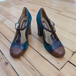 Anthropologie Pink Studio T-Strap heels